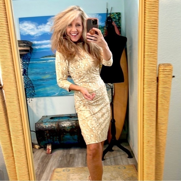 J. McLaughlin, Sage Dress, BodyCon, Single Side-Ruched, Instantly Slimming,Wow!S - Picture 5 of 11